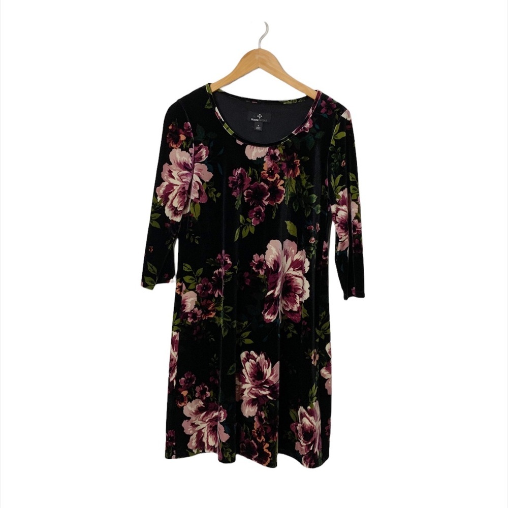 Ronnie‎ Nicole Floral Velvet Midi Dress Size 8